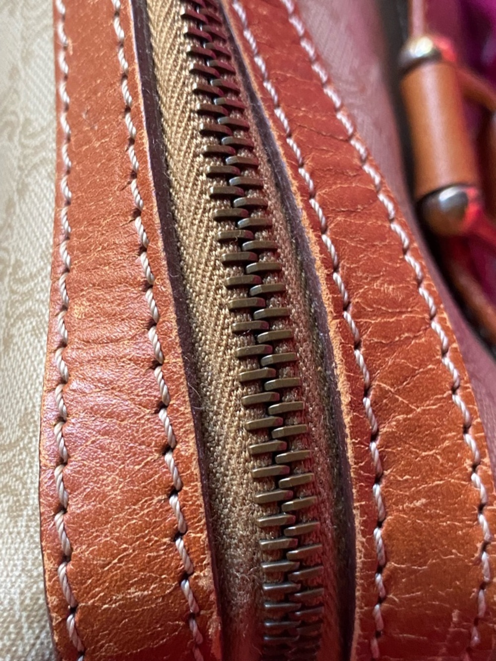 Celine Beige Monogram Satchel with Tan Trim - Picture 6 of 16